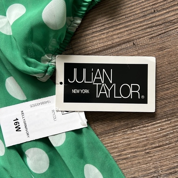 Julian Taylor Women's 3/4 Sleeve Dot Chiffon Surplice Midi Dress size 16W NWT - Picture 7 of 10